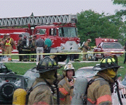 Picture of fire and rescue workers responding to emergency