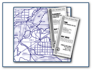 Graphic of a map with an impact adjustment variable pamphlet and examples pamphlet.