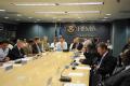 Washington, DC, July 21, 2008 -- FEMA Administrator Paulison and Deputy Administrator Johnson meet with staff for an afternoon VTC (video teleconf...