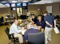 Weslaco, Texas, July 26, 2008 -- A planning meeting in the FEMA command center brings together State, Military and FEMA personnel to coordinate ap...