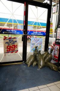 Harlingen,TX, July 23, 2008 -- Small business owners, as with this gas station along Texas St Rd 83, are prepared for Hurricane Dolly and possible...