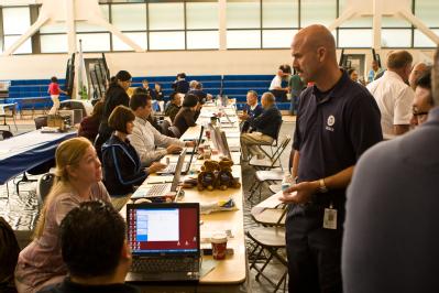 Anaheim, CA, November 20, 2008 -- Federal Coordinating Officer, Mark Neveau, speaks to insurance representatives at the Orange County Local Assist...