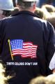 Arlington, VA, September 11, 2002 -- A gentleman attending the Pentagon Observance ceremony on September 11, 2002 demonstrates his patriotism.    ...