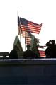 Arlington, VA, September 11, 2002 --  Secret Service stand watch on the roof of the Pentagon prior to the beginning of the Observance ceremony hel...