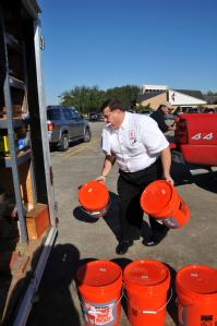 League City, TX, November 18,2008 -- Rev. Frank T. Jennings, founder of the United Methodist Disaster Relief Response in Norfolk, Va moves some of...