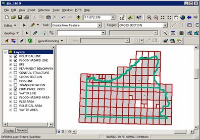 Adjacent area data is shown in ArcMap