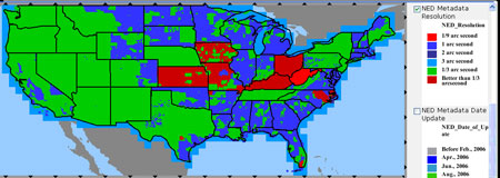 Figure illustrating 1/3 arc second data coverage