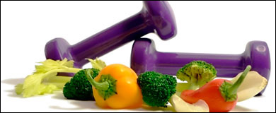 Photo: Vegetables and weights