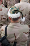 Service member in santa hat