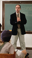 A teacher in front of a class