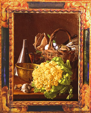    The Saunderses purchased Still Life with Cauliflower by Luis Meléndez, 1716-1780, from a collector who kept the paintings in a box under the bed. Convinved that this and other canvases would be kept in a home, he sold it to them, which was, given Meléndezes’ own concerns with texture, color, lighting, and form, an aptly harmonious result. —Photo by Robert Adam Mayer 