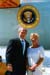 President George W. Bush met Victoria Christie upon arrival in San Francisco, California, on Friday, June 27, 2003. In July, Christie will travel to the Pacific Island Kingdom of Tonga to begin her two-year service as a Peace Corps volunteer.
