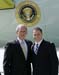 President George W. Bush presented the President’s Volunteer Service Award to David Jewison, 27, upon arrival at the airport in Minneapolis, Minnesota, on Tuesday, August 22, 2006.  Jewison is a volunteer with the University of Minnesota Medical Reserve Corps.  To thank them for making a difference in the lives of others, President Bush honors a local volunteer, called a USA Freedom Corps Greeter, when he travels throughout the United States.  President Bush has met with more than 500 individuals around the country, like Jewison, since March 2002.