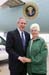 President George W. Bush presented the President’s Volunteer Service Award to Betty Haggard upon arrival in Orlando, Florida, on Friday, March 18, 2005.  Haggard, 74, is an active volunteer with the Seminole County Sheriff’s Office.