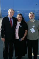 President George W. Bush presented the President’s Volunteer Service Award to Sharon Nolan upon arrival in Cincinnati, Ohio, on Monday, October 29, 2007.  Nolan is a volunteer with the YWCA of Greater Cincinnati.  To thank them for making a difference in the lives of others, President Bush honors a local volunteer when he travels throughout the United States.  He has met with more than 600 volunteers, like Nolan, since March 2002.