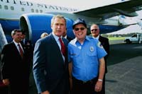 President George W. Bush met Jack Johnston upon arrival in Paducah, Kentucky, on Saturday, November 1, 2003.  Johnston has been an active volunteer in the Paducah community for the past 50 years.