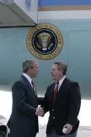 President George W. Bush met Al Smith upon arrival in Cedar Rapids, Iowa, on March 30, 2005.  Smith is a volunteer with a number of community organizations including the School/Community Partnership Program at the Cedar Rapids Community School District and the Cedar Rapids Kernels Baseball Club.
