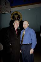 President George W. Bush met Richard Huffman upon arrival in Sioux Falls, South Dakota, on Sunday, November 3. Huffman is a mentor with the Big Brothers Big Sisters of Sioux Falls. 