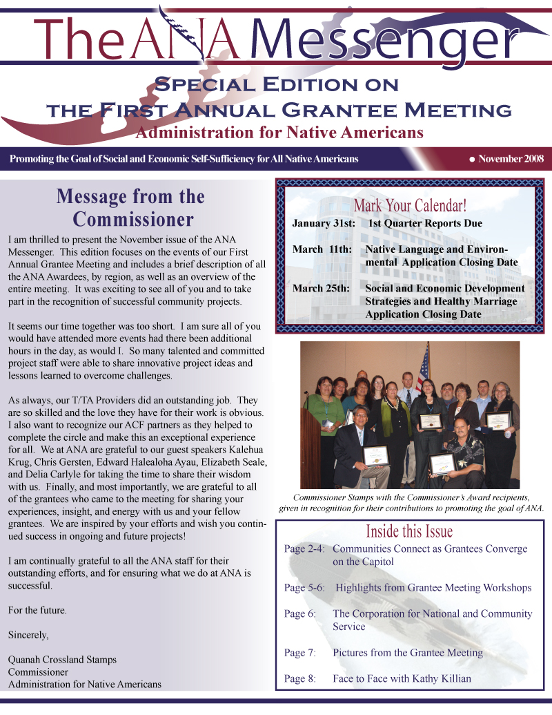 ANA - Special Editon on The First Annual Grantee Meeting of the Messenger Page 1
