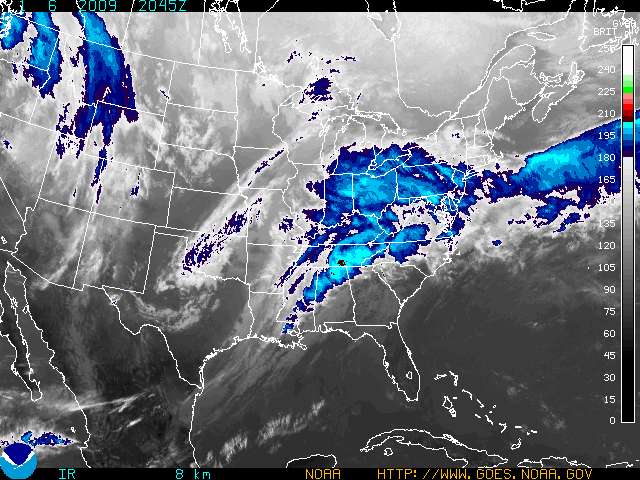 Latest Infrared Image from GOES8 - Click to enlarge