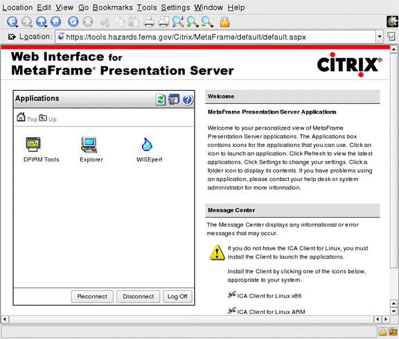 Web interface allows user to disconnect or reconnect to any active sessions.