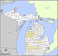 Map of Declared Counties for Disaster 1777