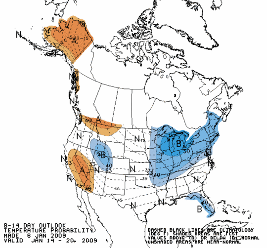 Latest 8 to 14 Day Temperature Outlook