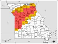 Map of Declared Counties for Disaster 1403