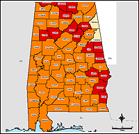 Map of Declared Counties for Disaster 1549