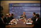 President George W. Bush participates in a roundtable discussion on comprehensive immigration reform and employment eligibility verification Wednesday, May 16, 2007, at the Embassy Suites Washington, D.C.-Convention Center.  White House photo by Joyce N. Boghosian