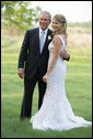 President George W. Bush and Jenna Bush pose for a photographer Saturday, May 10, 2008, prior to Jenna's wedding to Henry Hager at Prairie Chapel Ranch in Crawford, Texas.  White House photo by Shealah Craighead