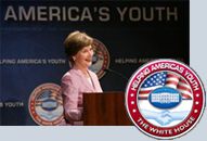 First Lady Laura Bush speaking at Helping America's Youth Conference