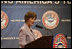 Mrs. Laura Bush delivers her remarks Thursday, April 12, 2007 at the third regional conference on Helping America’s Youth at Tennessee State University in Nashville, Tenn. Mrs. Bush said, “Adults need to become aware of the challenges facing children, and take an active interest in their lives.”