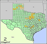 Map of Declared Counties for Disaster 1624