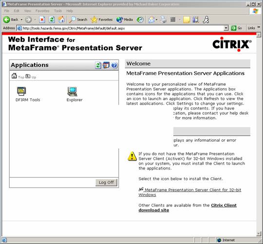 Citrix Login page with a hold-out “window” for a currently running ArcMap project