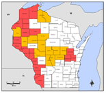 Map of Declared Counties for Disaster 1369