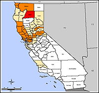 Map of Declared Counties for Disaster 1628