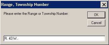 Range, Township number dialog box