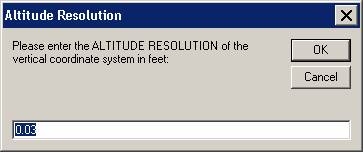 Altitude Resolution dialog