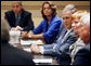 President George W. Bush delivers remarks during a meeting with representatives of American businesses on the Economic Rescue Package Thursday, Oct. 2, 2008, in the Eisenhower Executive Office Building. The President remarked, "I want to thank you all for going up and telling these members of Congress what's on your mind and how this affects your businesses at home, and how it affects the communities in which you live." White House photo by Eric Draper