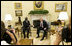 President George W. Bush and President John Agyekum Kufuor of Ghana pause for photos in the Oval Office prior to their meeting Monday, Sept. 15, 2008, at the White House.