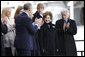 Mrs. Laura Bush acknowledges applause as she is introduced on stage Tuesday, Nov. 11, 2008, at the rededication ceremony for the Intrepid Sea, Air and Space Museum in New York. White House photo by Eric Draper