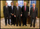 President George W. Bush meets with former Presidents George H.W. Bush, Bill Clinton and Jimmy Carter and President-elect Barack Obama Wednesday, Jan. 7, 2009 in the Oval Office of the White House. White House photo by Eric Draper