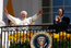  President George W. Bush and Laura Bush applaud as Pope Benedict XVI acknowledges being sung happy birthday by the thousands of guests Wednesday, April 16, 2008, at his welcoming ceremony on the South Lawn of the White House. White House photo by Eric Draper