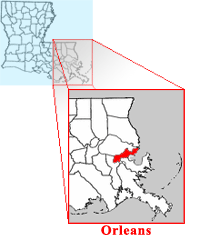 map of orleans parish in relation to the state of Louisiana