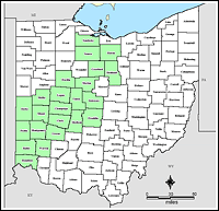 Map of Declared Counties for Emergency 3198