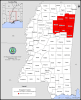Map of Declared Counties for Disaster 1470