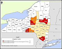 Map of Declared Counties for Emergency 3173