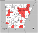 Map of Declared Counties for Disaster 1400
