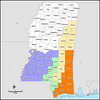 Map of Declared Counties for Disaster 1550